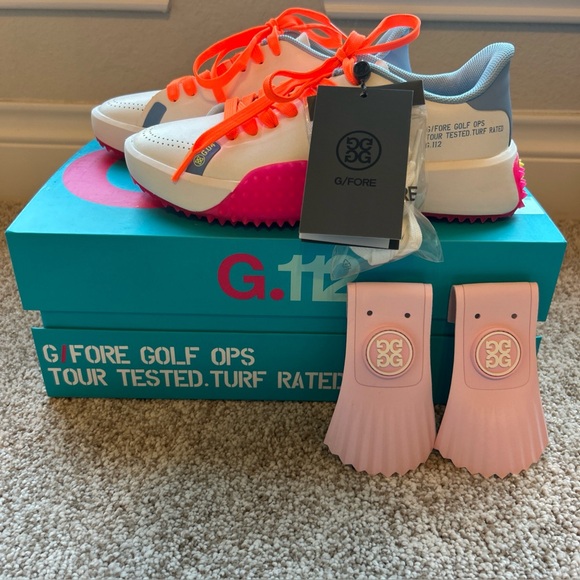 G/FORE Shoes - G/Fore G.112 Kiltie Golf Shoes Women’s Sz 5 in Snow/Knockout Pink